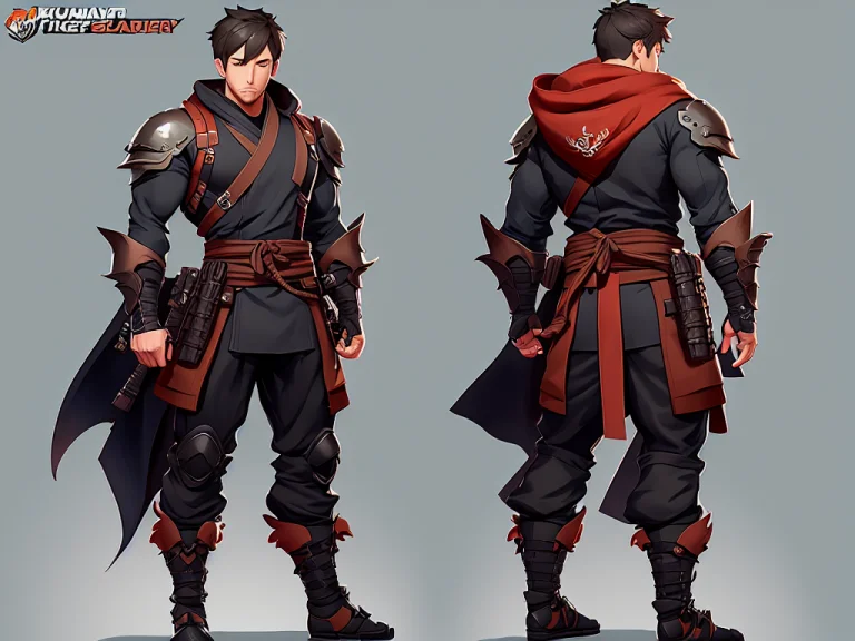 Highly Detailed Full Body Character Turnaround Of A Male Nin...