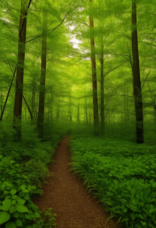 Un Bosque Natural Y Frondoso, Tranquilo Durante Una Maana.gr...