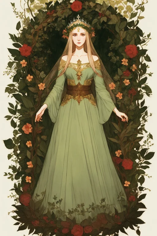 A Beautiful Elf Queen,wearing Crown Of Thorns,full Body, For...