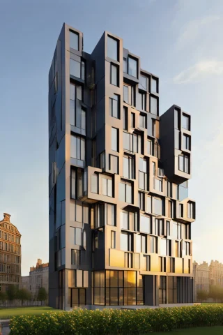 Midjourneyi Contemporary Apartment Building Designed By A Fa... — Stable Diffusion AI Prompt: midjourneyi contemporary apartment building designed by a (famous architect), (b...