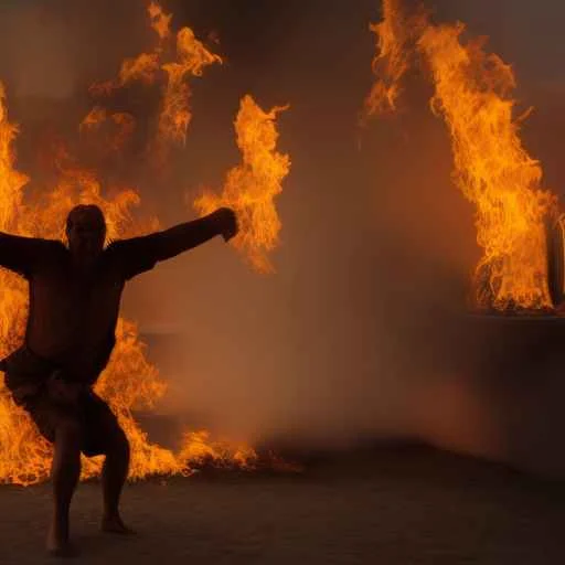 Bitugly Looking Scene, Water Burning Happy Man, Photo Full O...