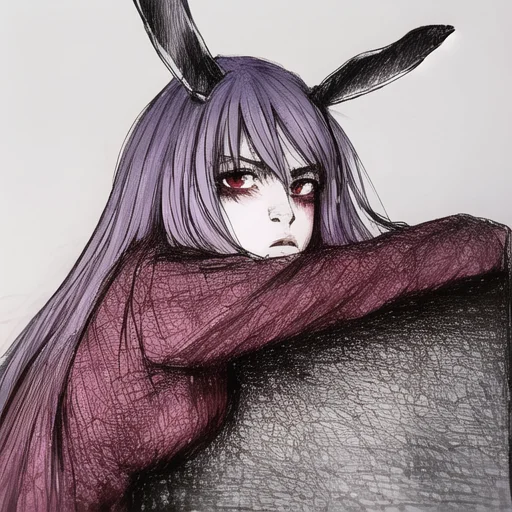 1girl, Reisen Udongein Inaba1.1, Rabbit Ears, Drawing, Madzi...