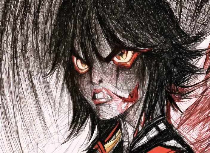 1girl1.2, Angry, Matoi Ryuuko1.3, Madziowap, Streaked Hair,...