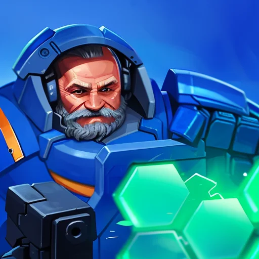 A Man Game Portrait, Handpaint, Game Art, Sci-fi