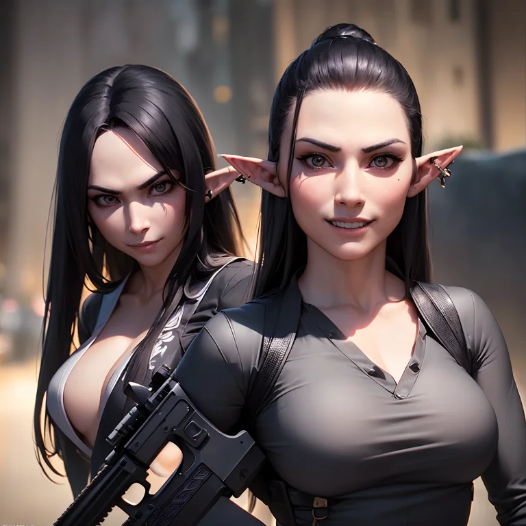 Beautiful Elf Woman, Noir1.5, Yakuza1.3, City1.2, Long Hair,...