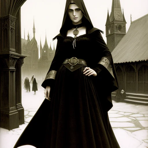 A Waist High Portrait Of A Female Witch, Arcane Robes, Amazi...