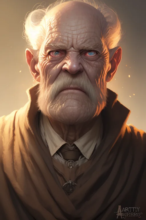 Portrait Of Old Mage, Wrinkly, Old, Boils, Warts, Ugly, Disf...