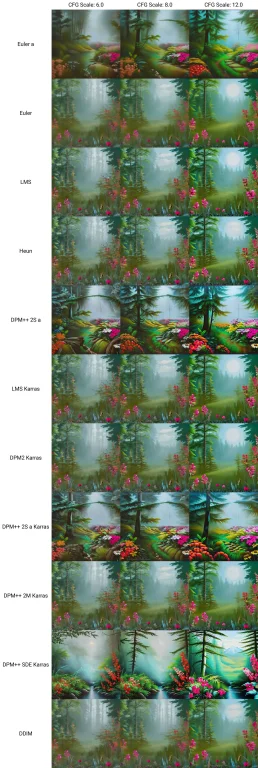 A Painting Of Flowers On A Forest Background, An Airbrush Pa...