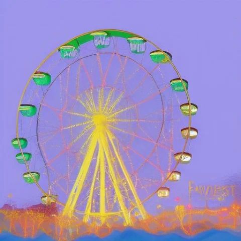 Iridescent-illustration-style Ferris Wheel — Stable Diffusion AI Prompt: iridescent-illustration-style Ferris wheel