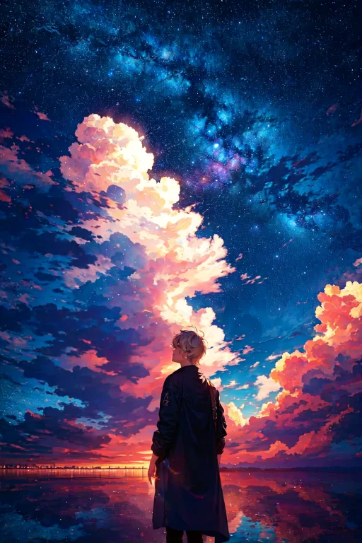 Masterpiece, Best Quality, 1boy, Loralas0.8,cloud,starry,sky...