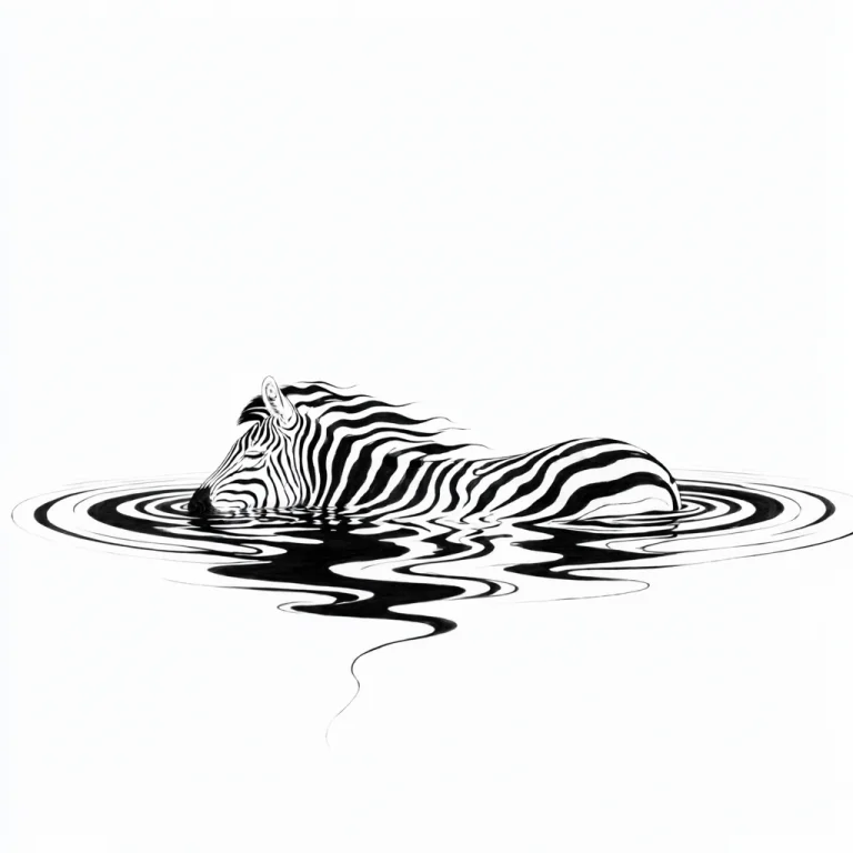 A Minimalist Fine-art Black Ink Illustration On A Vast Pure...