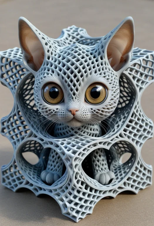 A Large Eyed Kitten, Gyroid, Lattice Structure