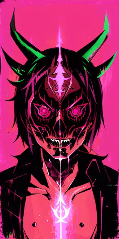 A Demon With Magic, Pink Color, Loratarot Card 512x10240.8