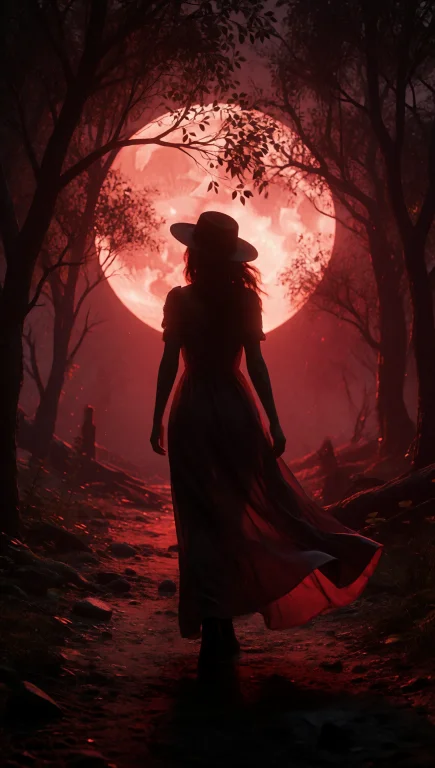 A Single Woman Stands In Silhouette At The Center Of A Narro...
