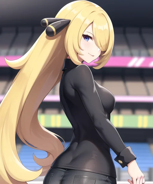 Stadium, 1girl, Characterpokemoncynthia, Solo, Standing, Fro...
