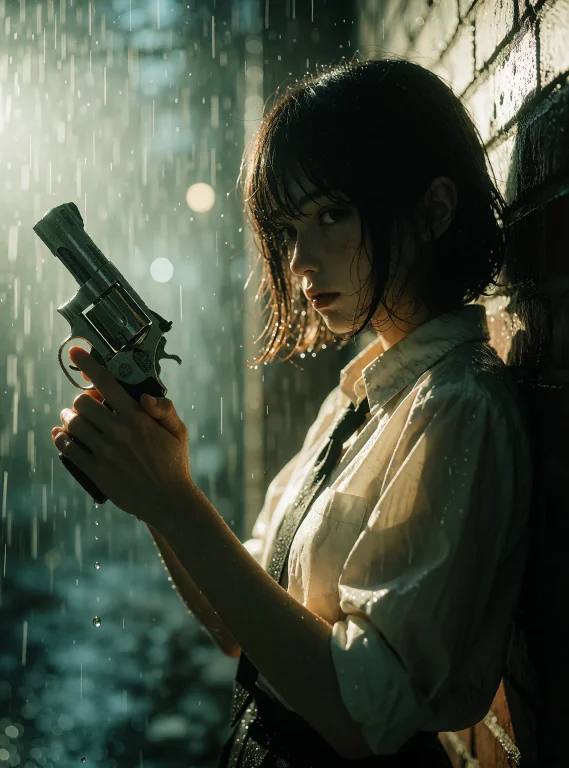 Photorealistic Film, Harsh Directional Window Backlighting C...