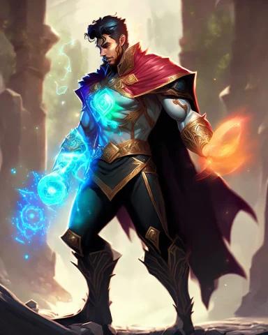 A Man In A Fantasy Setting With Magic All Around, Hro — Stable Diffusion AI Prompt: a man in a fantasy setting with magic all around, hro