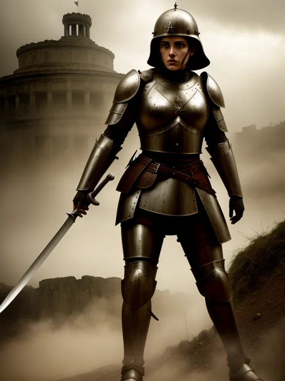 Art By Ken Currie1.1, A Female Soldier In Armor, Sharper Det...