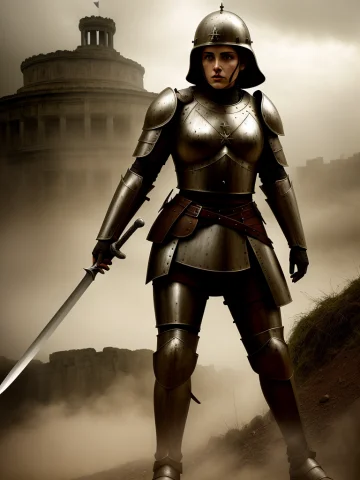 Art By Ken Currie1.1, A Female Soldier In Armor, Sharper Det... — Stable Diffusion AI Prompt: (art by ken currie:1.1), a female soldier in armor, sharper details, realistic,...