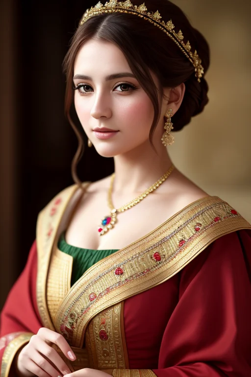 A Beautiful England Woman Wearing Traditional Wears, Masterp...