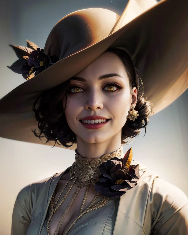 1girl, Portrait Of Of Beautiful Re8dmtrsc, Grin, Teeth, Yell...