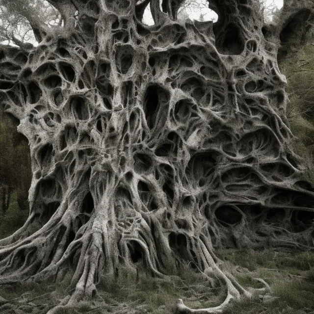 An Old Zplbf Zplbg Stone Building With A Tree Growing Out Of...