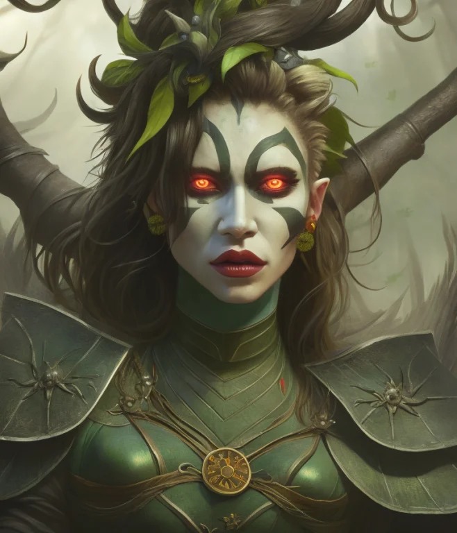 A Mid-range Portrait Of An Ugly Green-skinned Female Death T...