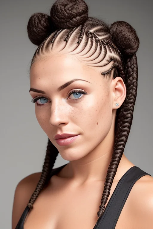 Woman 30s Freckles0.8 Photograph Hairstyle Cornrows