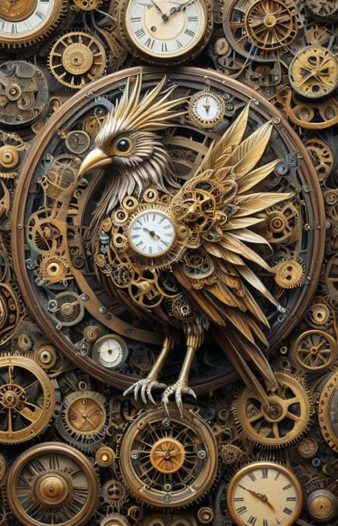 Clockstyle, Loraclockstyle-0000090.7 Bird Made Of Clocks0.95...