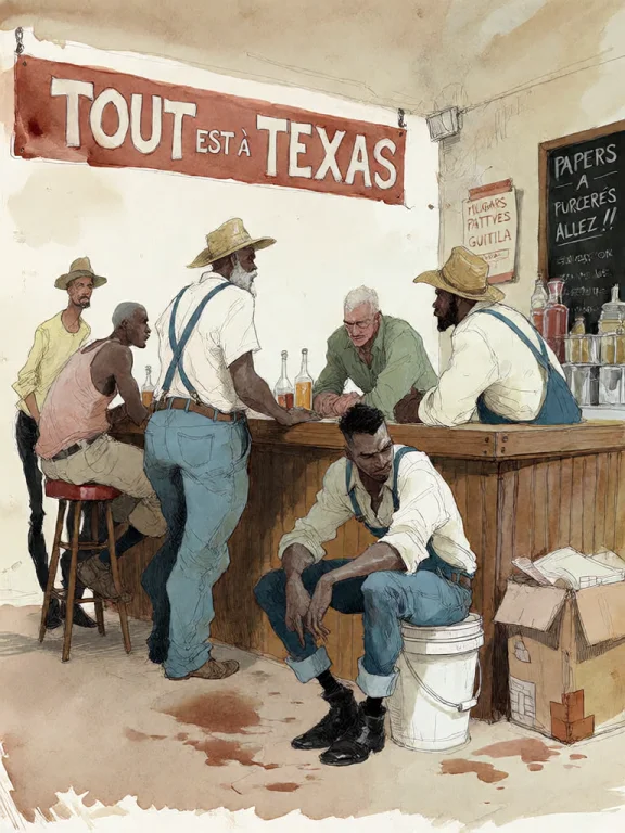 Bradhamel Art Style. Illustration Of A Bustling, Sunlit Texa...