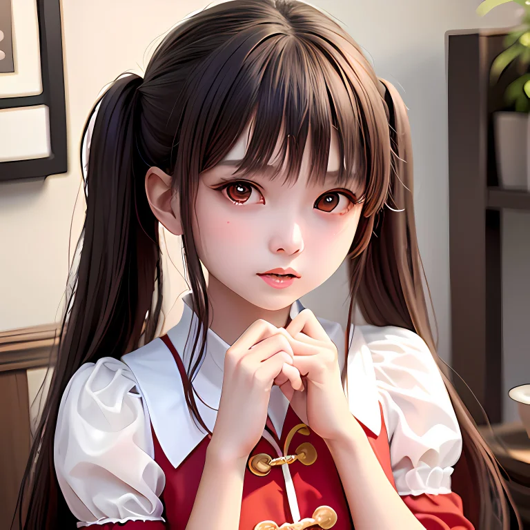 Young Girl, Hu Tao1.1, Petite, Slender, Brown Hair, Long Hai...
