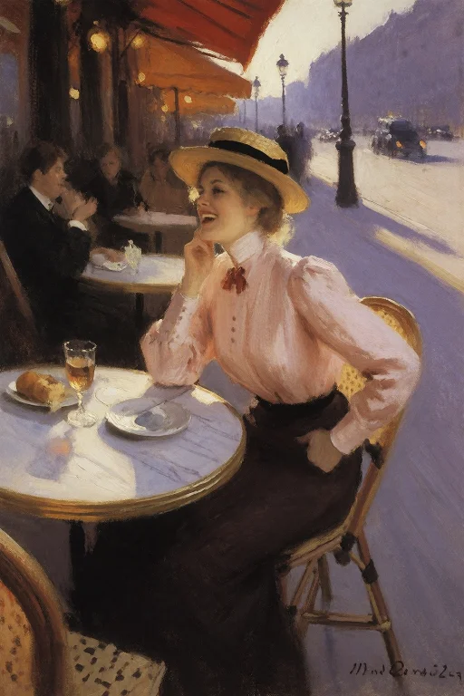 Korovin Style, Parisian Caf Terrace, A 27-year-old Woman Wit...