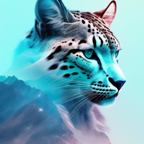 Ethereal Background, Abstract Face Animal Snowleopard, Mount... — Stable Diffusion AI Prompt: ethereal background, abstract face animal snowleopard, mountain peak, golden rat...