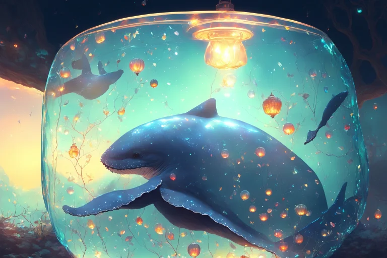 Among Branches With Whales Jellyfishes Fireflies And Lantern...