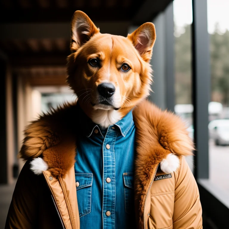 Raw Photo, Animal, A Portrait Photo Of Mandog2 Humanoid In C...