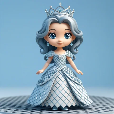 A Chibi Fairytale Princess Wearing A Lattice Surface Gown — SDXL AI Prompt: A chibi fairytale princess wearing a lattice surface gown