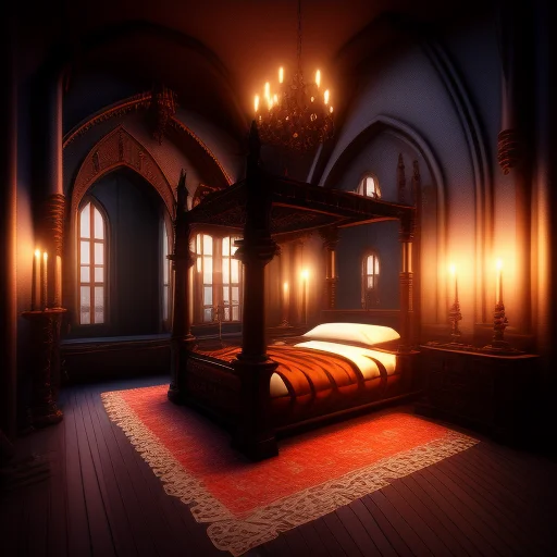 Bedroomai, A Gothic Style Bedroom, Candles At The Ceiling