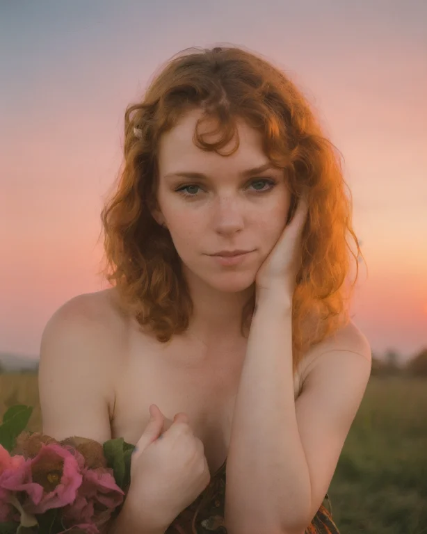 Portrait Photograph, Cute Hippy Female, Skinny, Beautiful, D...