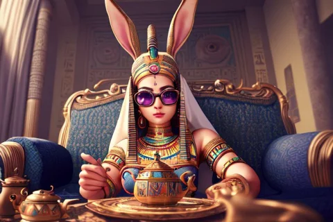 High Quality Cgi, Camera From Below, Woman Rabbit In Eye Gla... — Stable Diffusion AI Prompt: high quality cgi, camera from below, woman rabbit in eye glases , complex backgr...