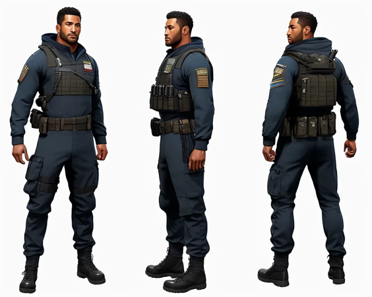Highly Detailed Full Body Of Character Turnaround Of A Scfi...