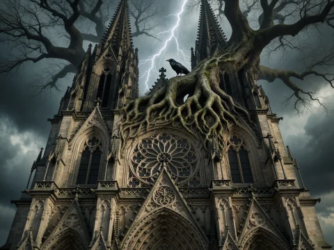 7. Gothic Architectural Surrealism, A Towering Gothic Cathed... — Stable Diffusion AI Prompt: 7. gothic architectural surrealism, a towering gothic cathedral where the stone...