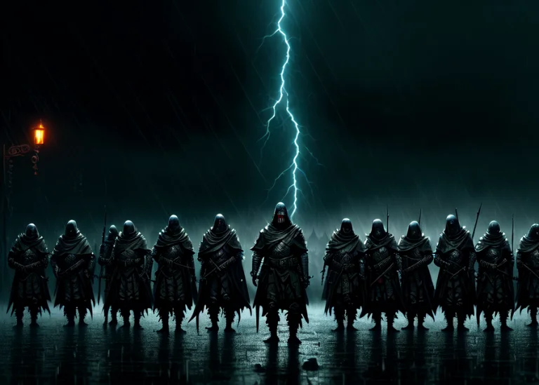 The Army Of The Apocalypse In The Dark Rain, Dark Fantasy, M...