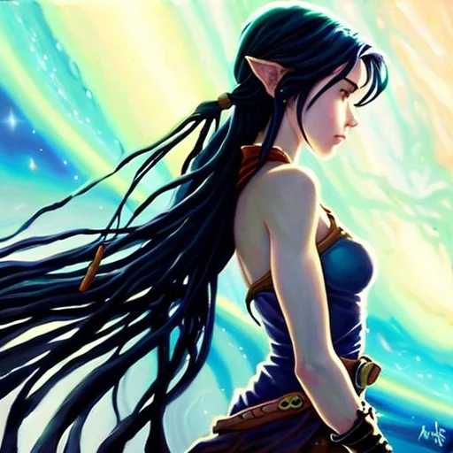 Beautiful Elf Woman, Moody, Salt And Pepper Punk Hair, Profi...