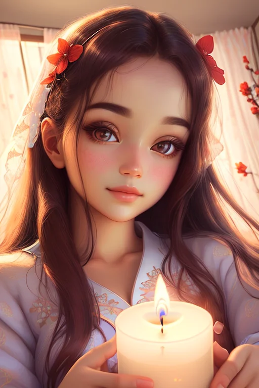 A Lovely Closeup Portrait With Bright Tone Of A Dreamy Miss...