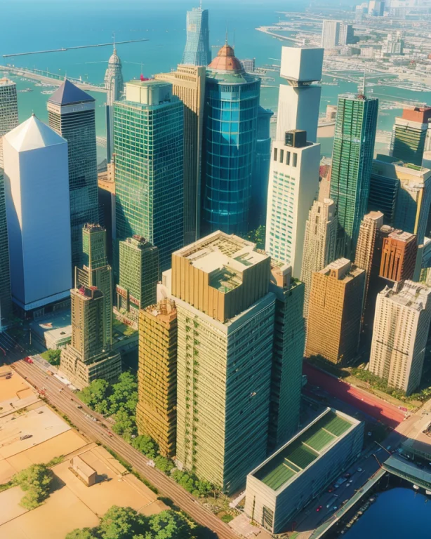 Spirited, Ariel View Of Cityscape , Volumetric Lighting, Rea...