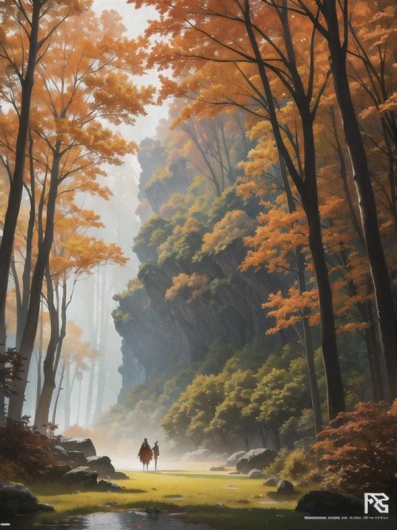 Artstation Scene, Magical Autumnal Forest, Dawn Lighting, D...