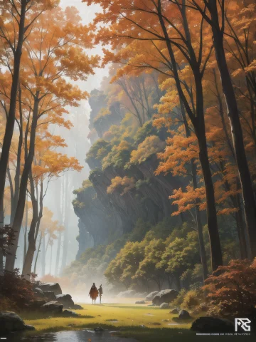 Artstation Scene, Magical Autumnal Forest, Dawn Lighting, D... — Stable Diffusion AI Prompt: artstation scene, magical autumnal forest, dawn lighting, d & d, fantasy, portra...