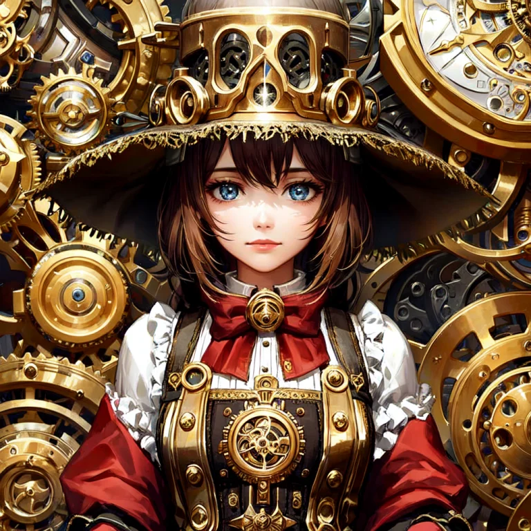 1girl, Clockwork Automaton, Steampunk, Workshop, By Glenn Fa...