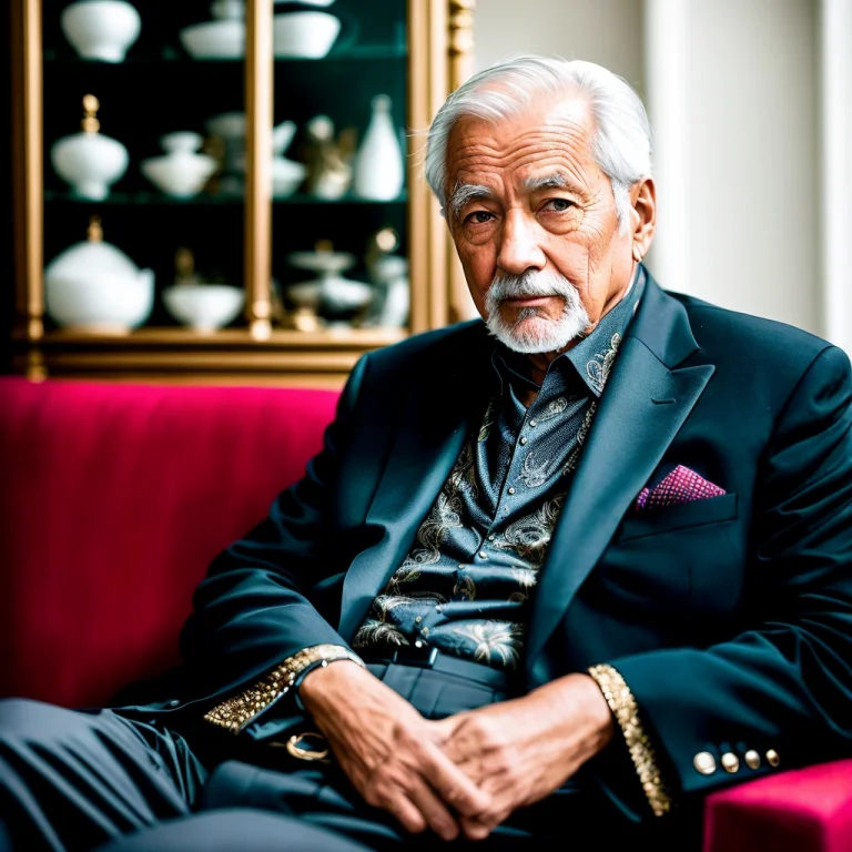 Modelshoot Style Of A Old Man Sitting On A Couch In A Room W...