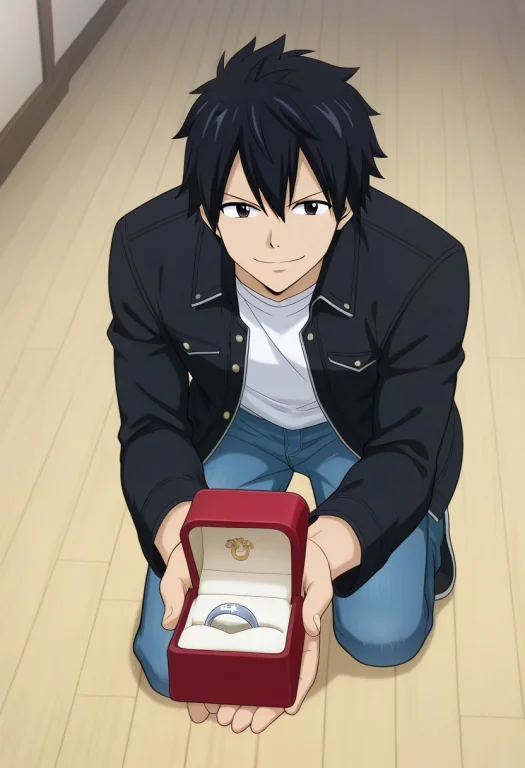 Solo, 1 Boy, Black Hair, Brown Eyes, White T-shirt, Blue Den...